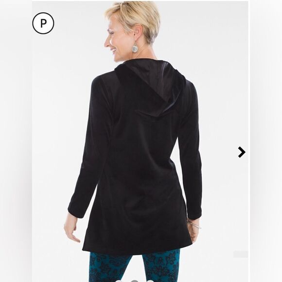 Chicos Zenergy Petite Velour Hooded Tunic - Picture 2 of 7